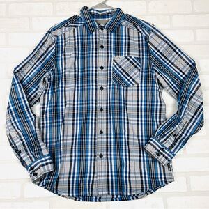 Beautiful Blue PrAna Long Sleeve Button Front Casual‎ Shirt, Size Medium